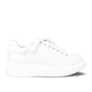 Women's White Platform Lace-Up Sneakers